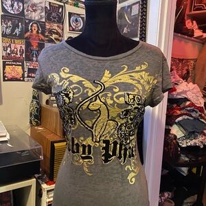Y2K Baby Phat Gray and Gold Graphic Tee